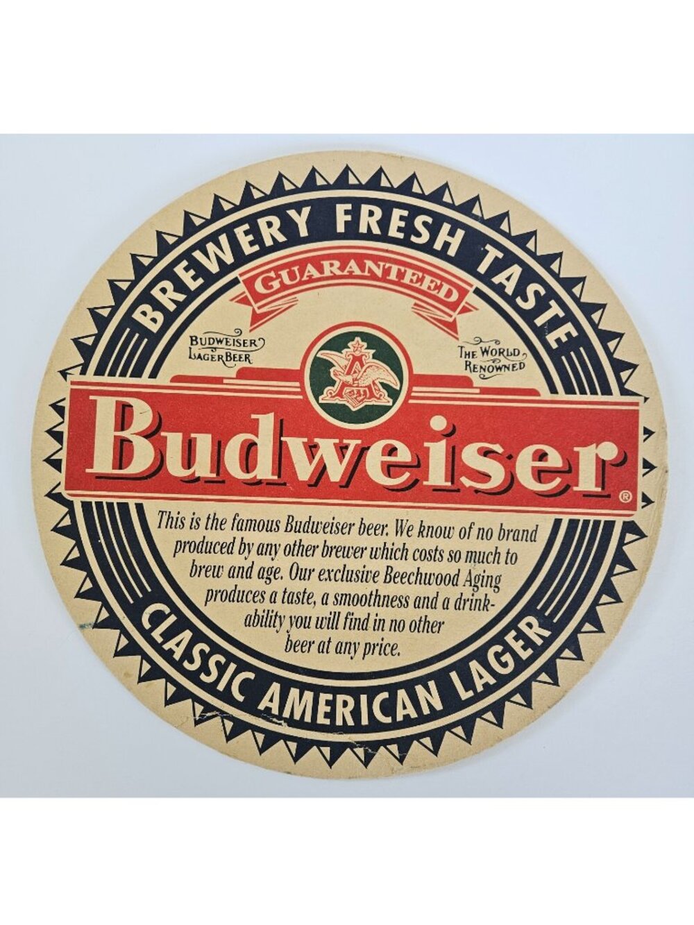VINTAGE BUDWEISER 12” COASTER BEER BAR LAGER advertising signage breweriana